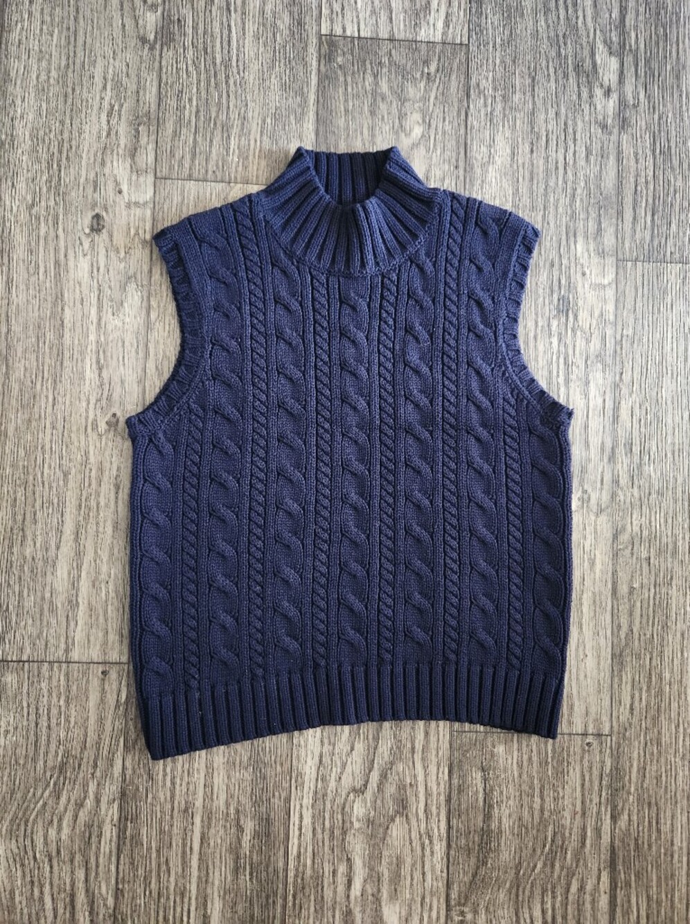 Lauren Ralph Lauren Cotton Chunky Cable Knit Mock Neck Sweater Vest Top